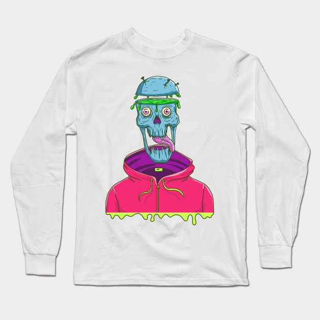 Psychedelic Skull Long Sleeve T-Shirt by artub